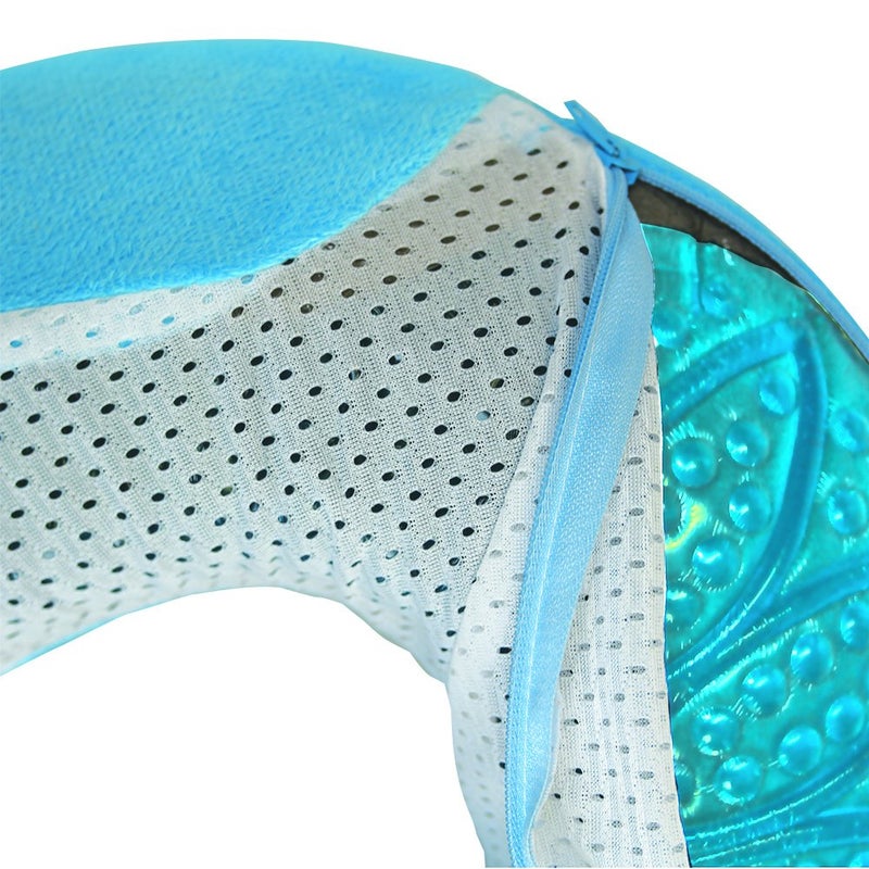 Cloudz Comfort Gel Memory Foam Travel Neck Pillow - Blue - Image 5